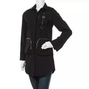 Maniere De Voir Black Utility Long Jacket with Zip Pockets